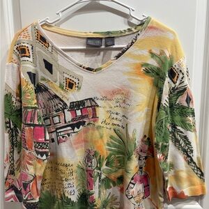 Chico's Vibrant Tropical Graphic Blouse